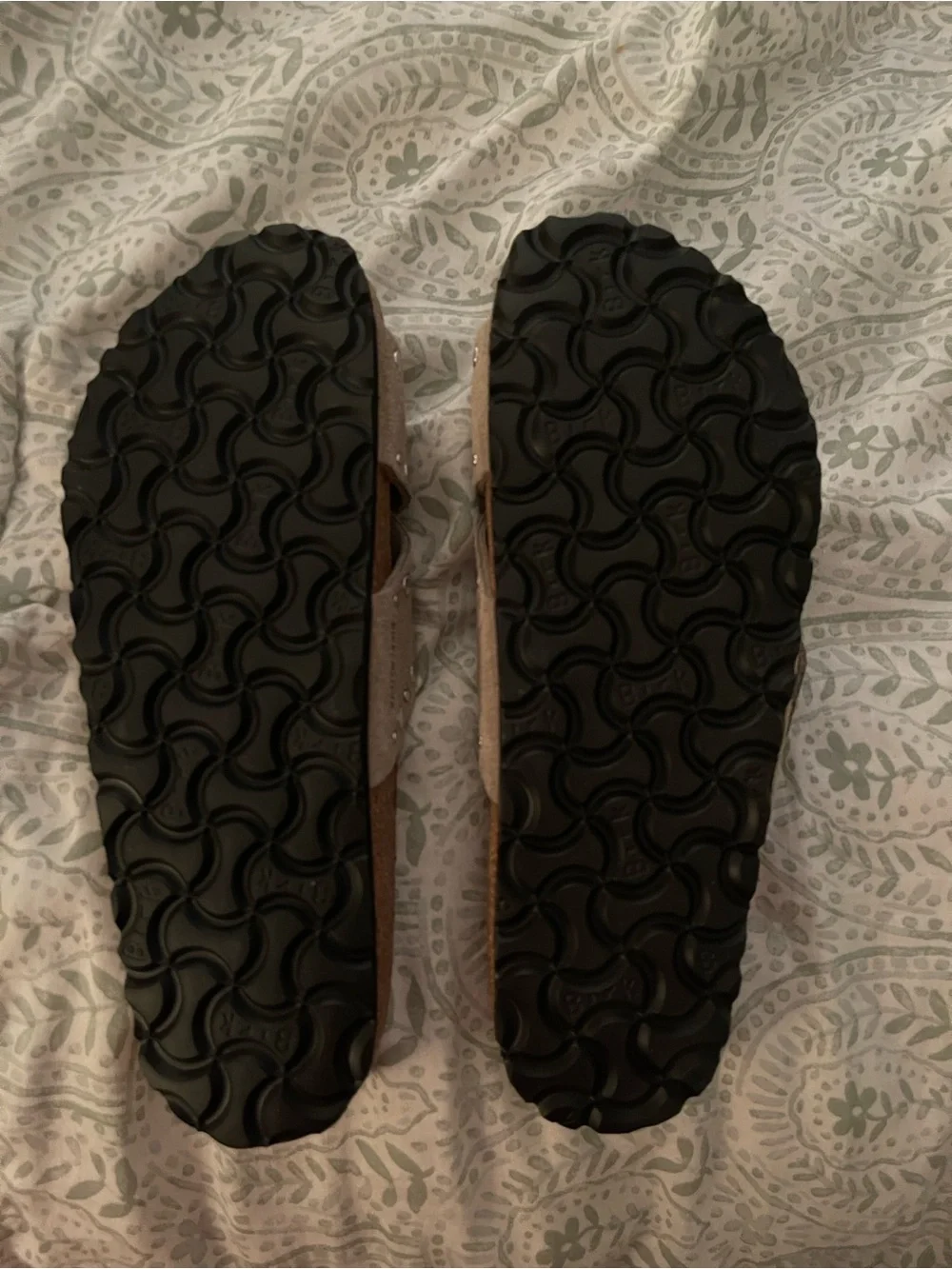 Birkenstock Taupe Suede Studded Slide Sandals